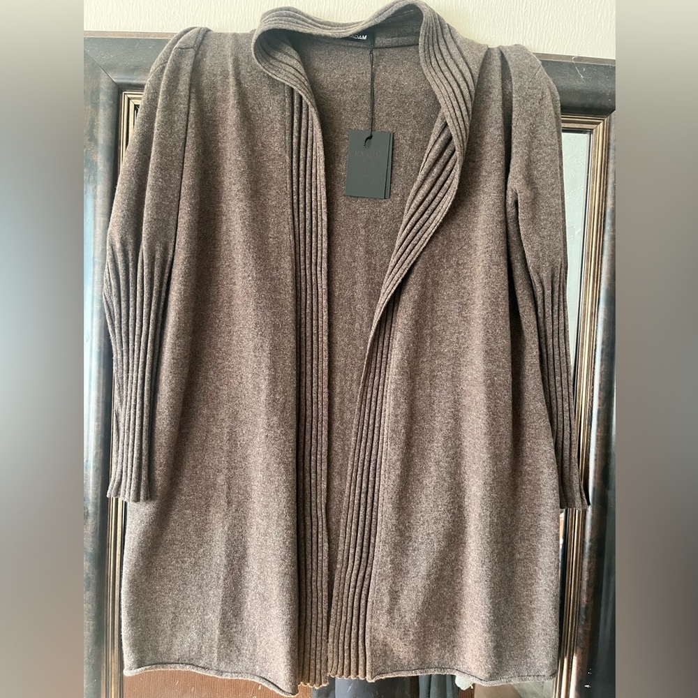 NAADAM Brown Cardigan Sweater with Ribbed Detailing